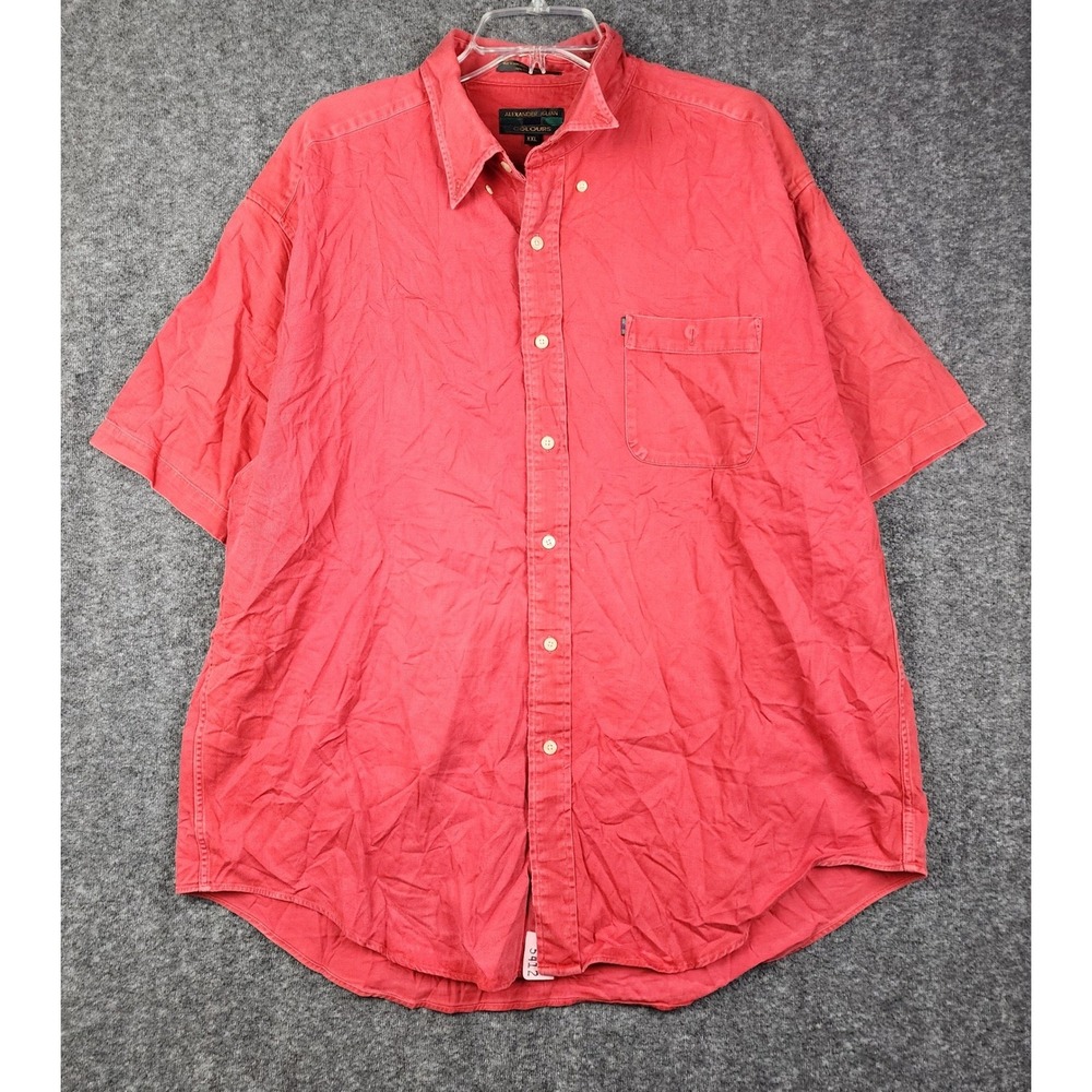 Alexander Julian Colours Shirt Mens XXL Red Cotton Short‎ Sleeve Button Down